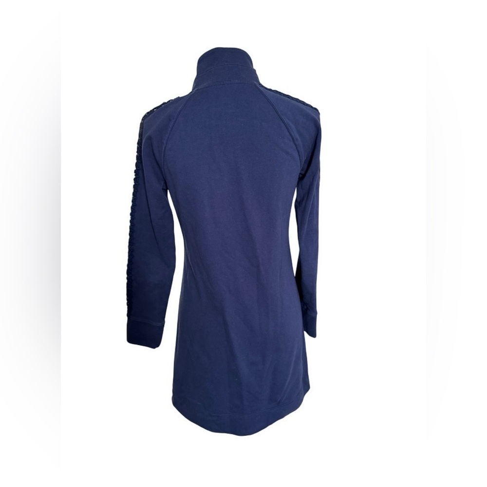 Lilly Pulitzer Solid Skipper Navy Blue Crochet Sleeve popover dress XS - Picture 4 of 10
